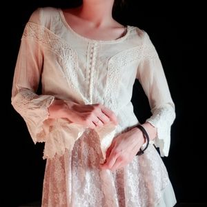 Free People Victorian zipper detail blouse